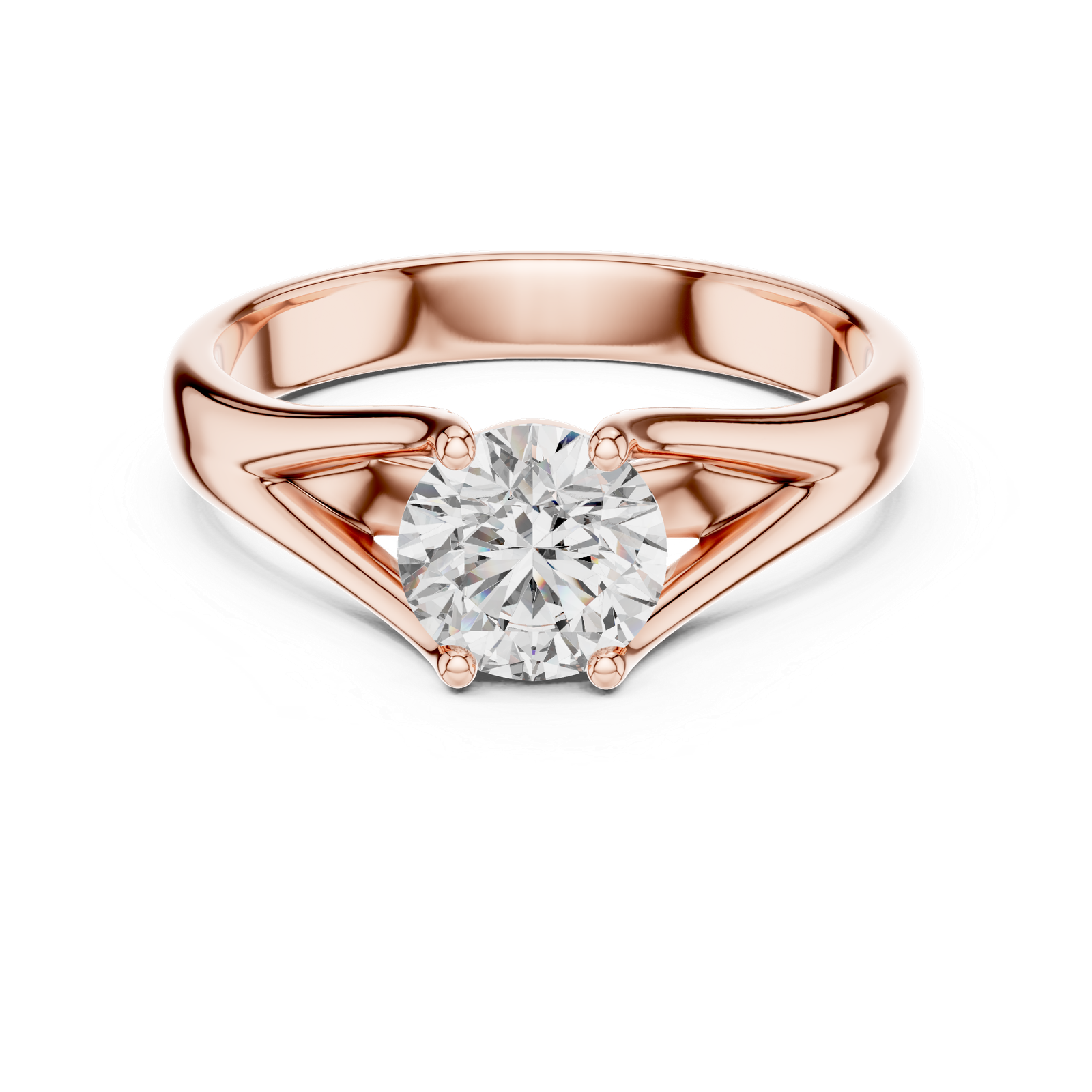 Gold Split Shank Solitaire Diamond Ring