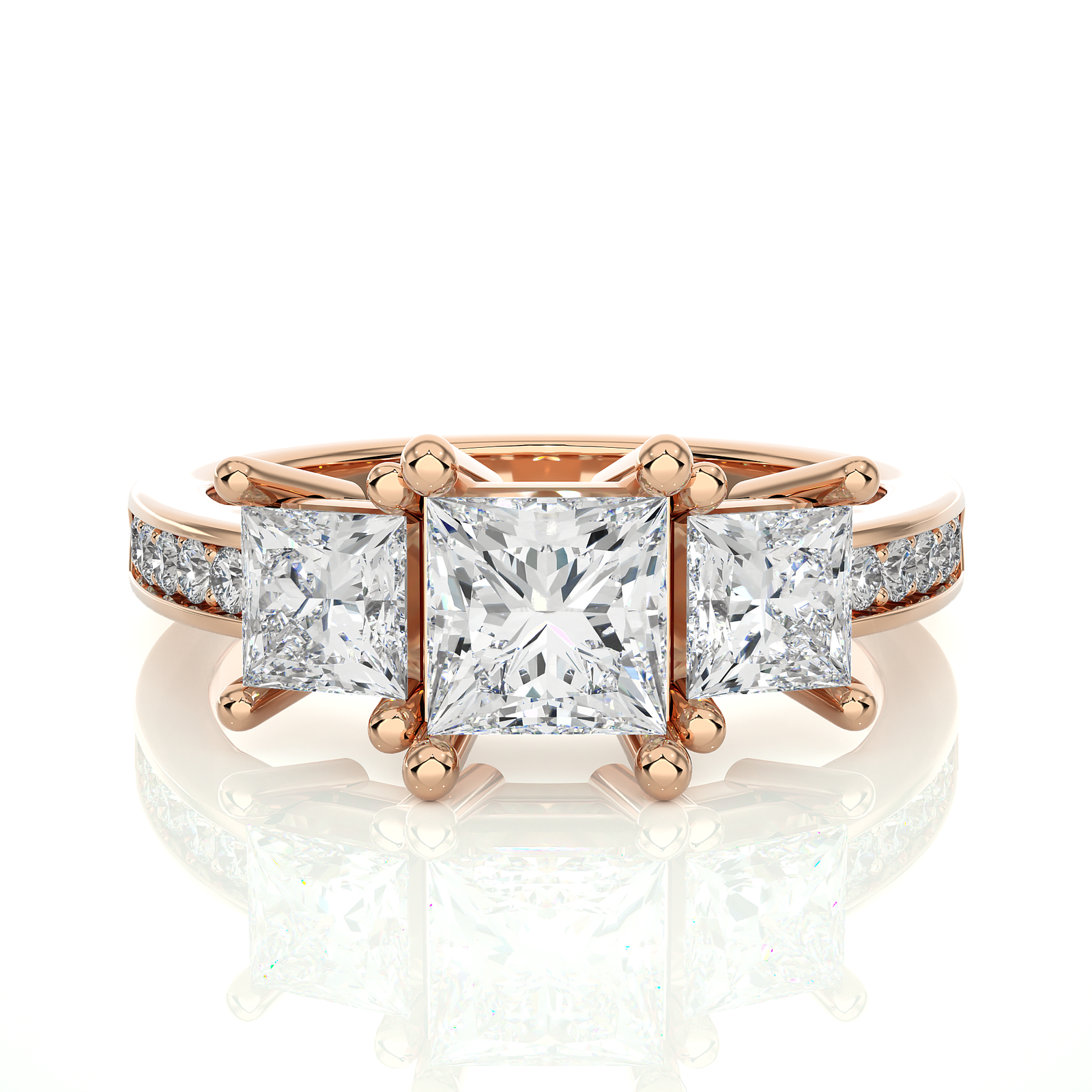 Three-Stone Princess Cut Diamond Engagement Ring