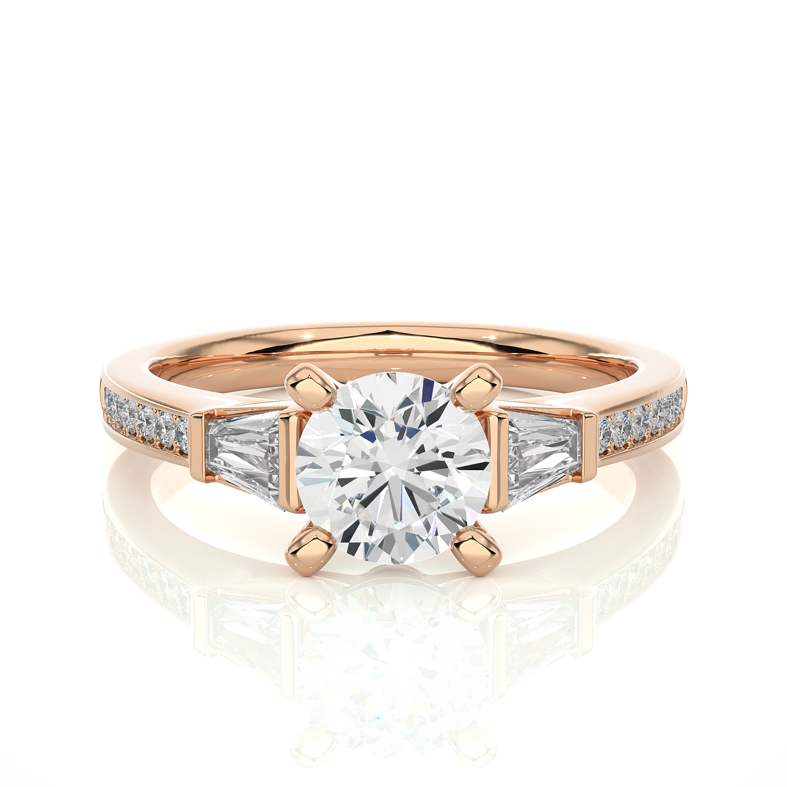 Tapered Baguette Three Stone Lab Grown Diamond Ring