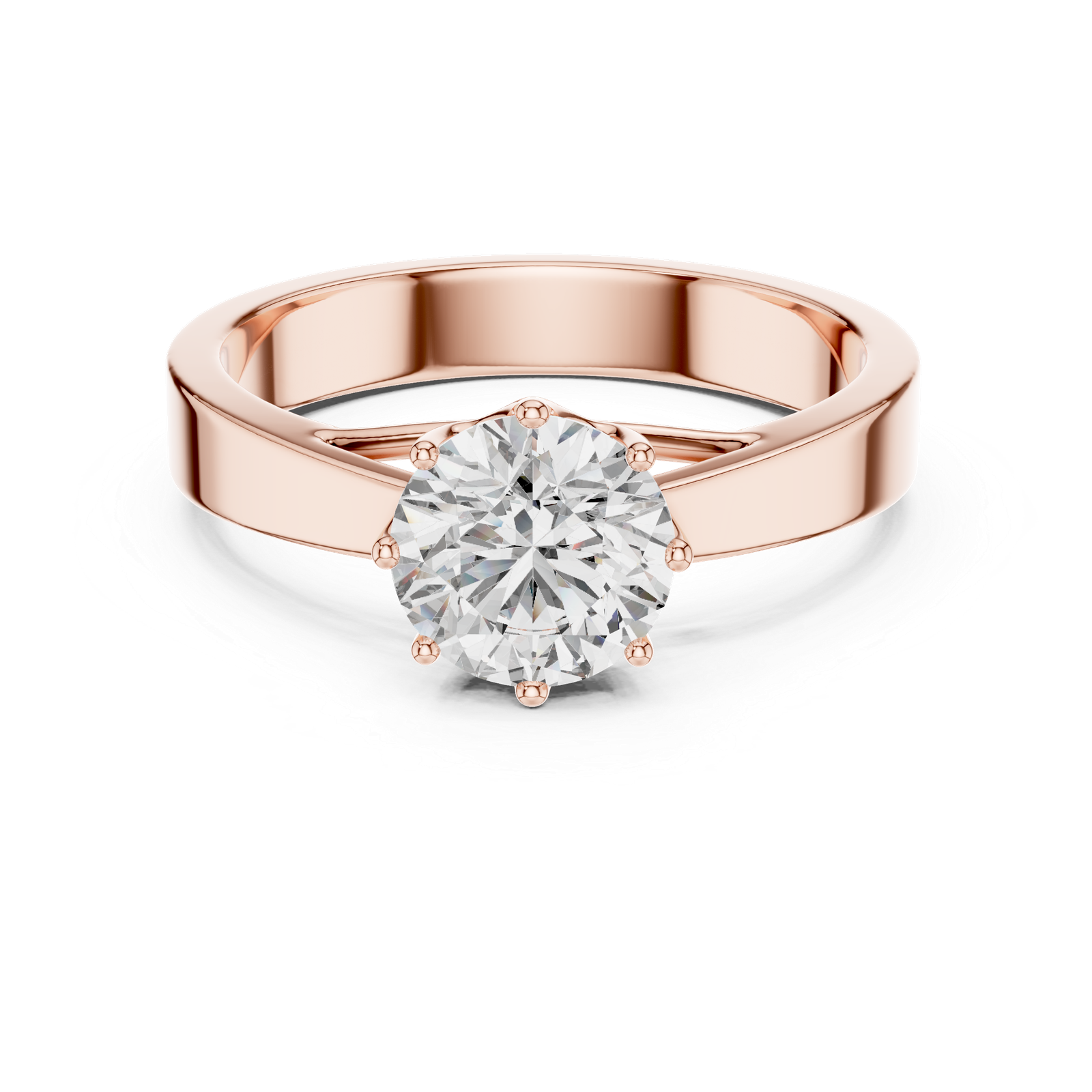 Classic 8-Prong Solitaire Engagement Ring in Gold with Round Brilliant Diamond
