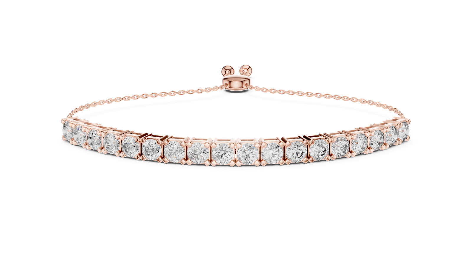 Adjustable Round Brilliant Diamond Bolo Bracelet