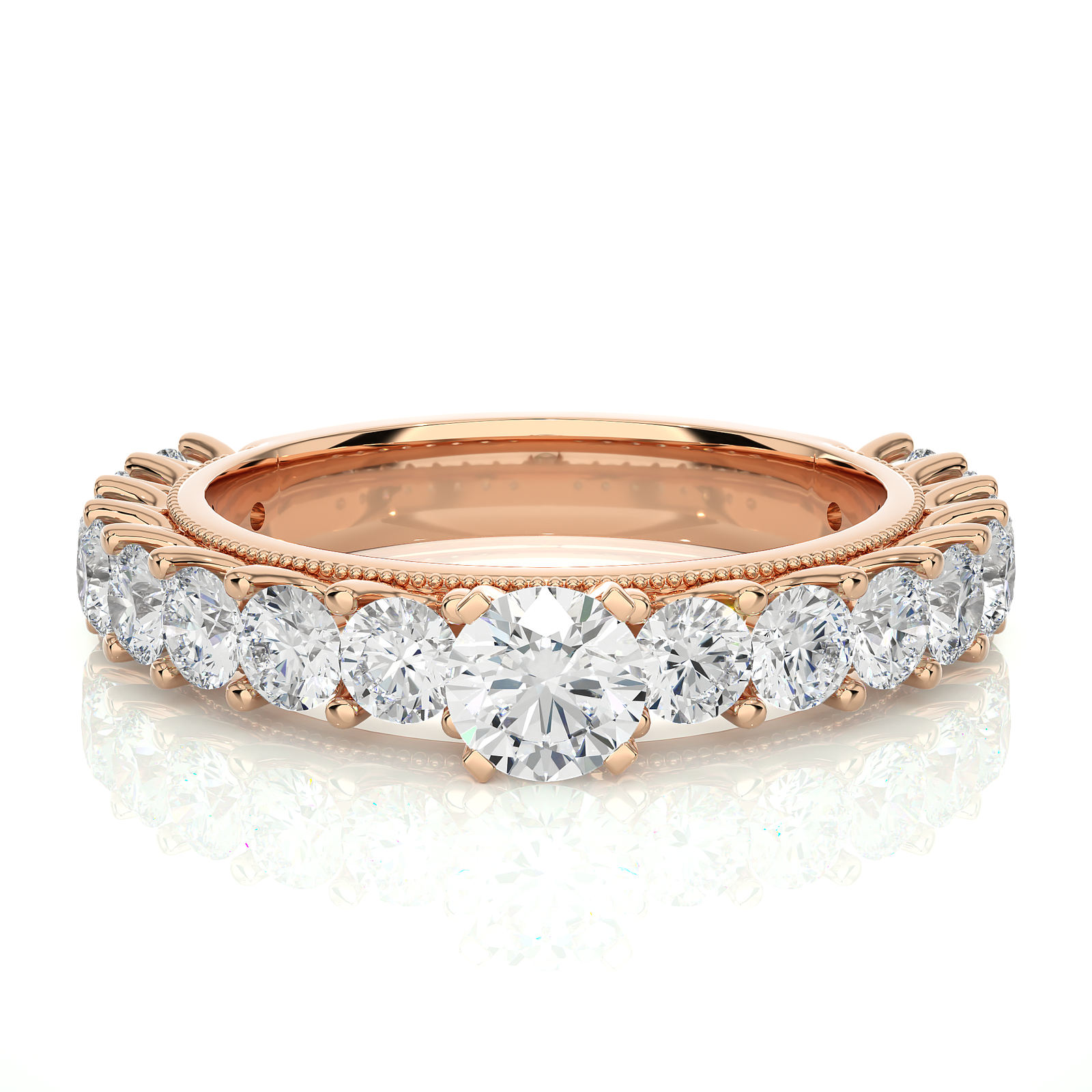 Round Cut Diamond Half Eternity Ring