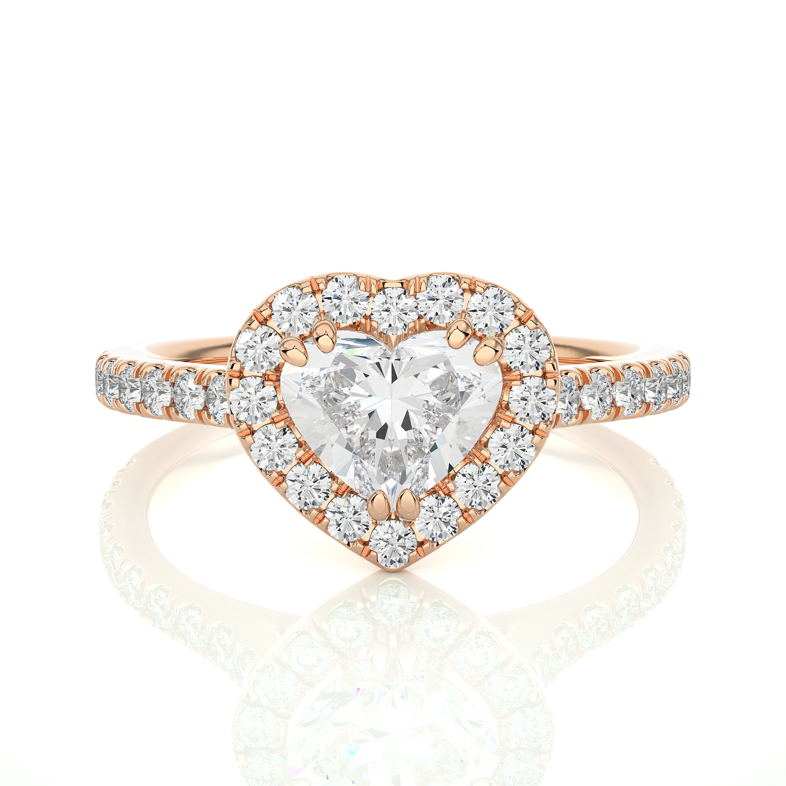 Heart Cut Halo Diamond Engagement Ring