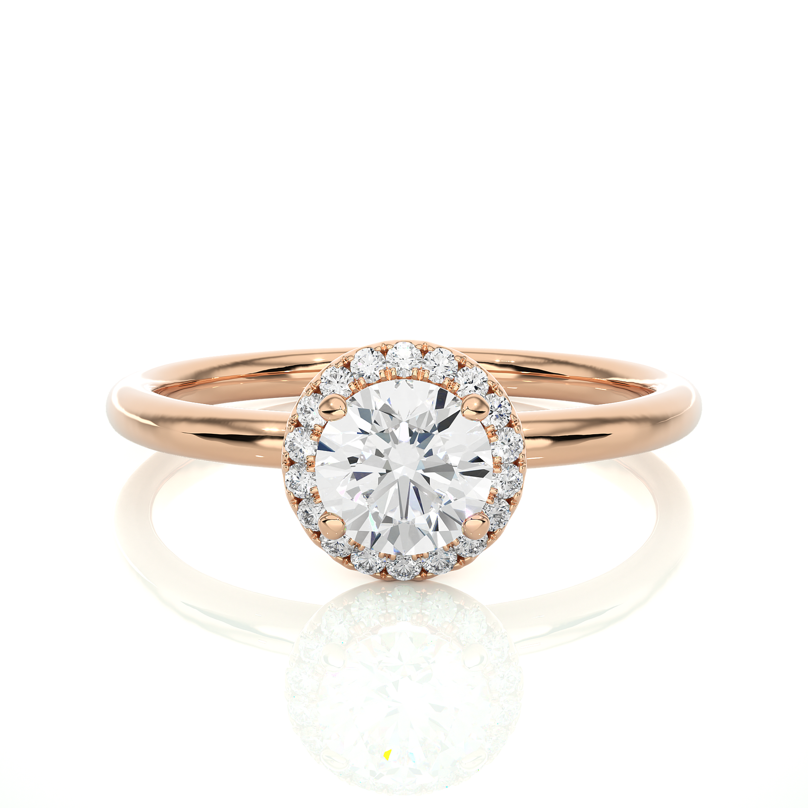 Round Cut Halo Set Engagement Ring