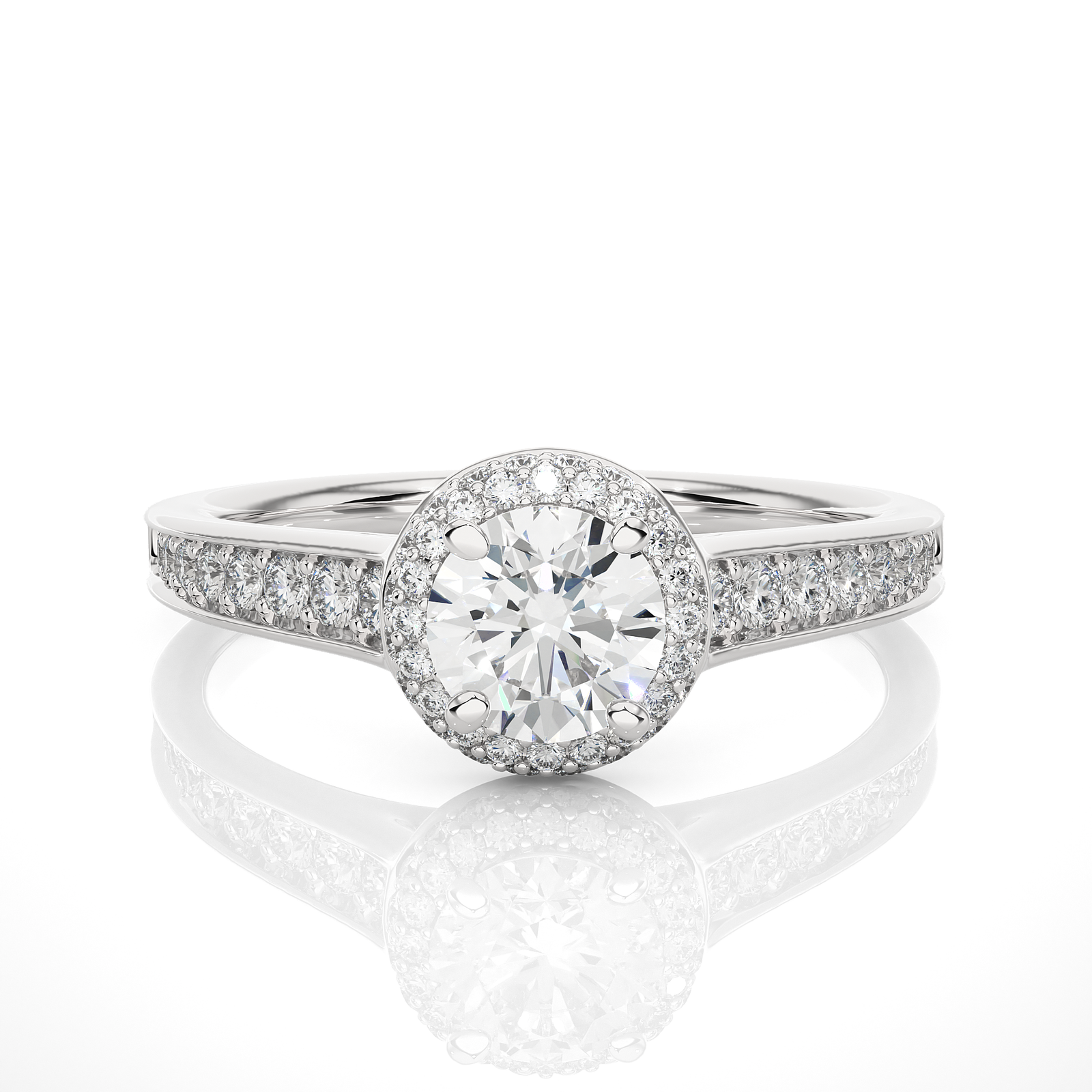 Round-Cut Diamond Halo Engagement Ring