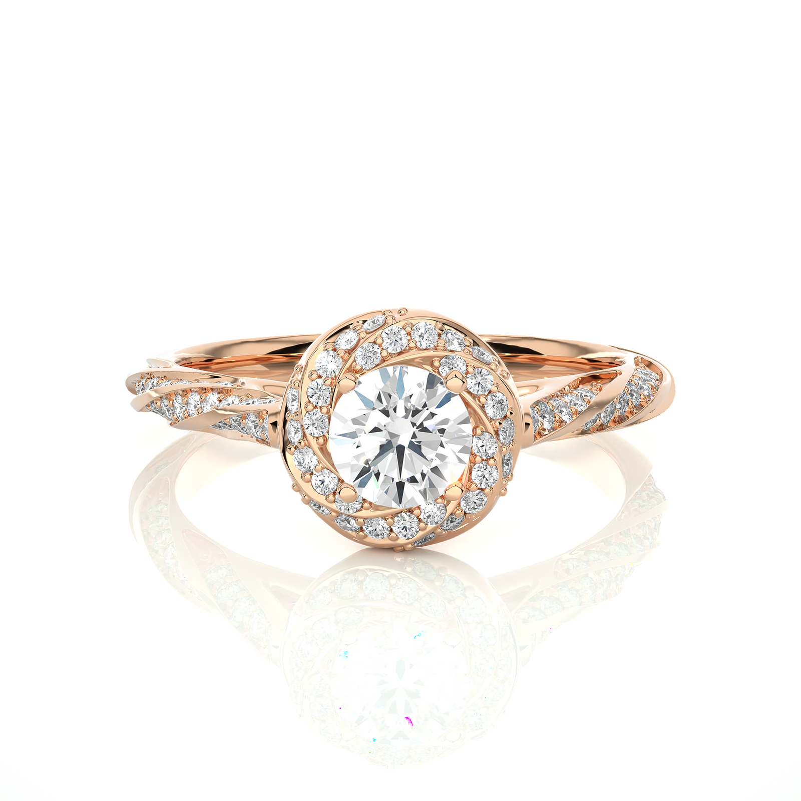 Twisted Halo Diamond Engagement Ring