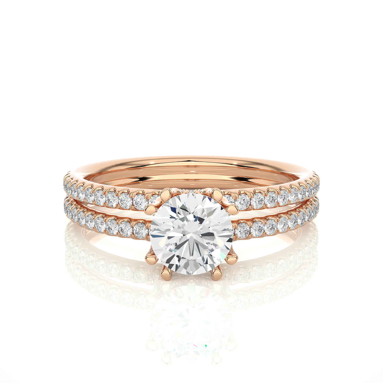 Double Band Diamond Engagement Ring