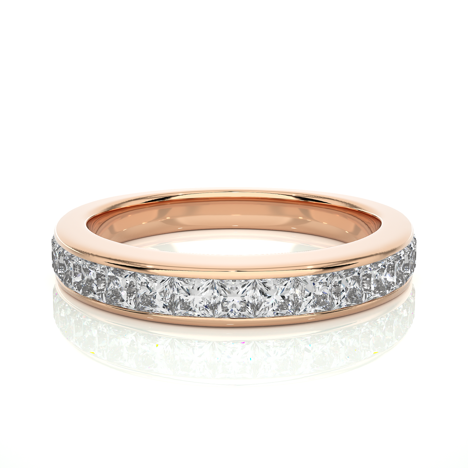 Channel Set Princess Cut Diamond Eternity Band