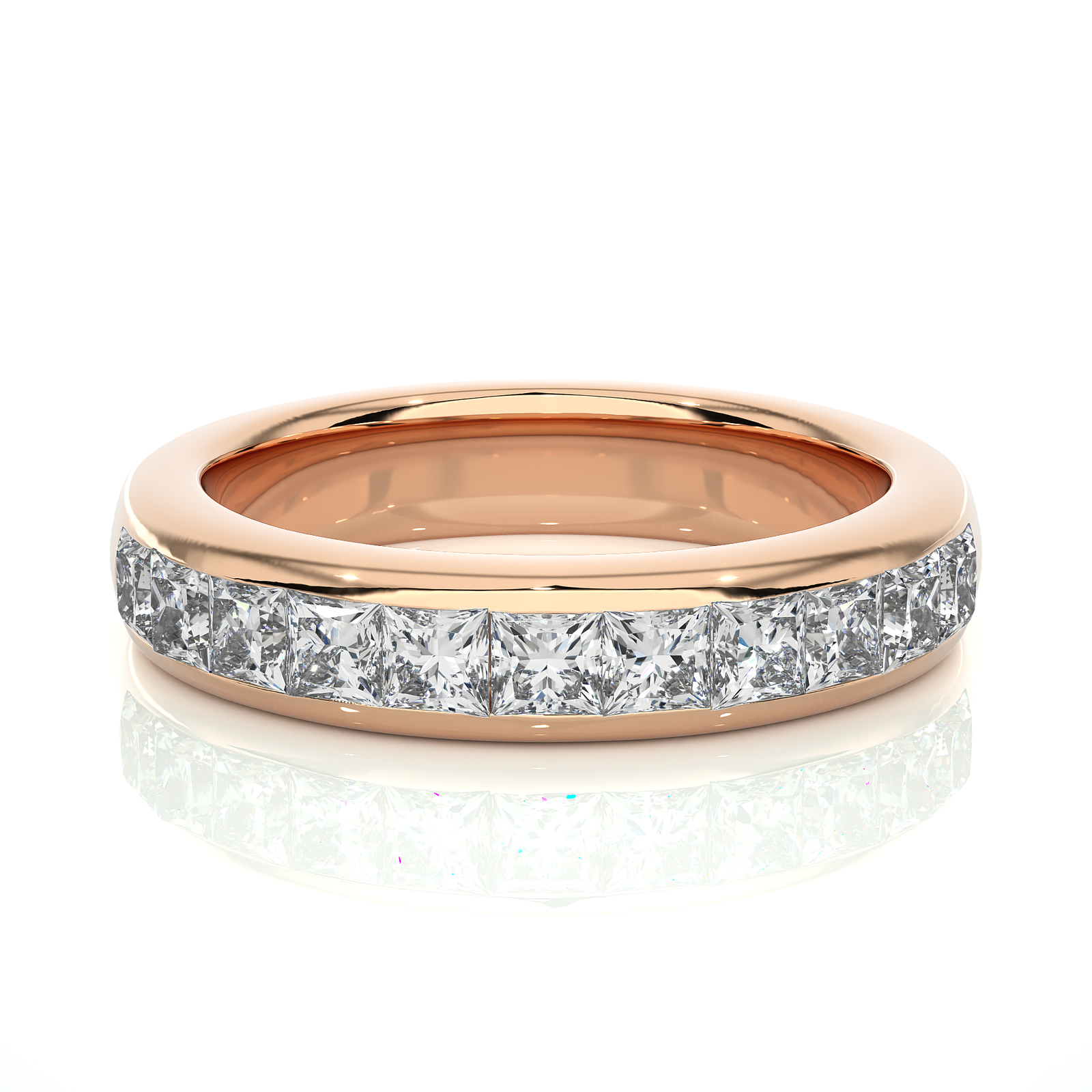 Channel Set Princess Cut Diamond Wedding Band