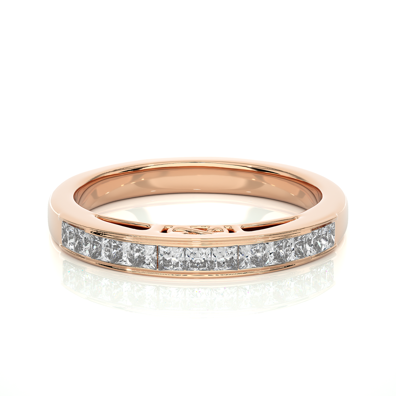 Princess Diamond Eternity Band Filigree Accent Ring