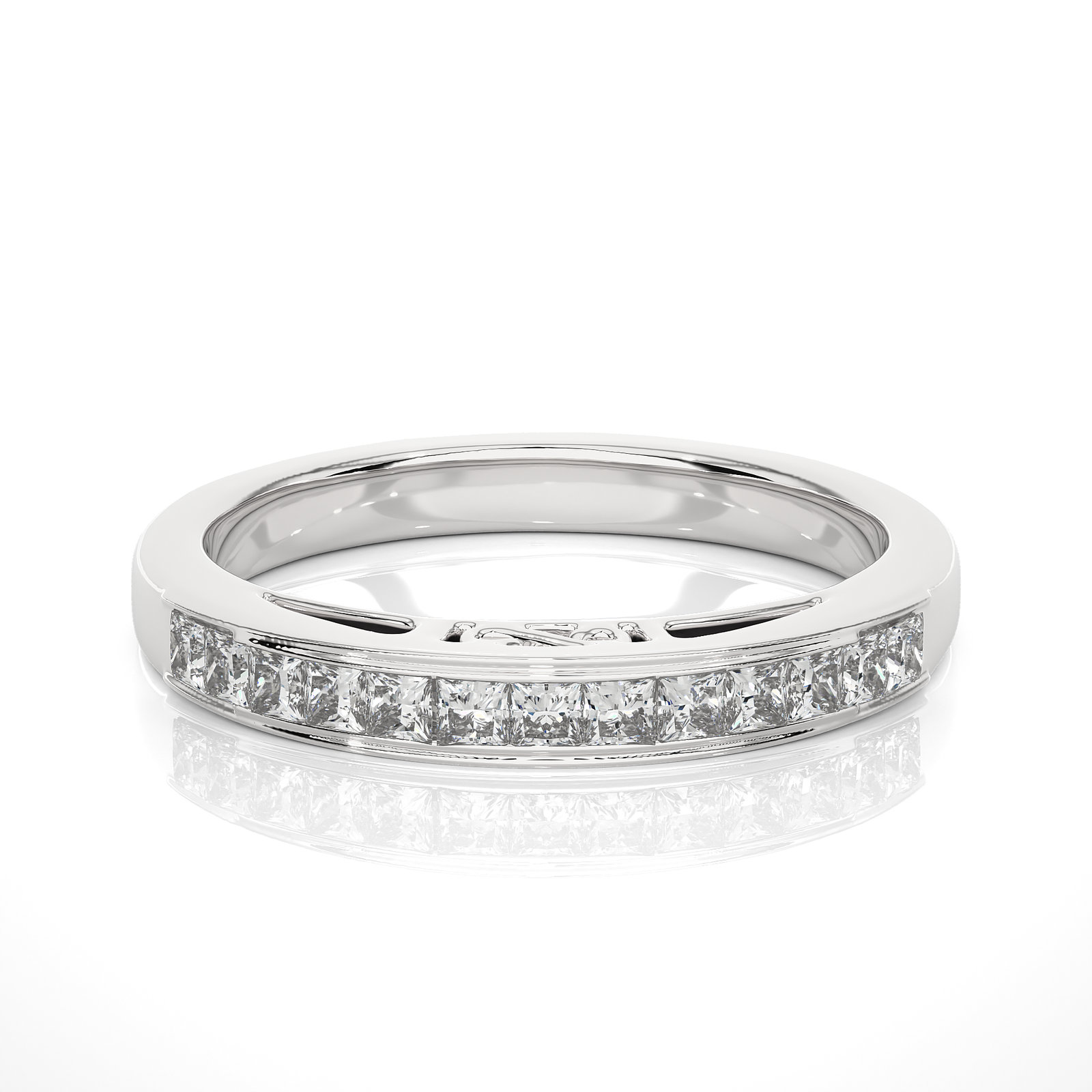 Princess Diamond Eternity Band Filigree Accent Ring