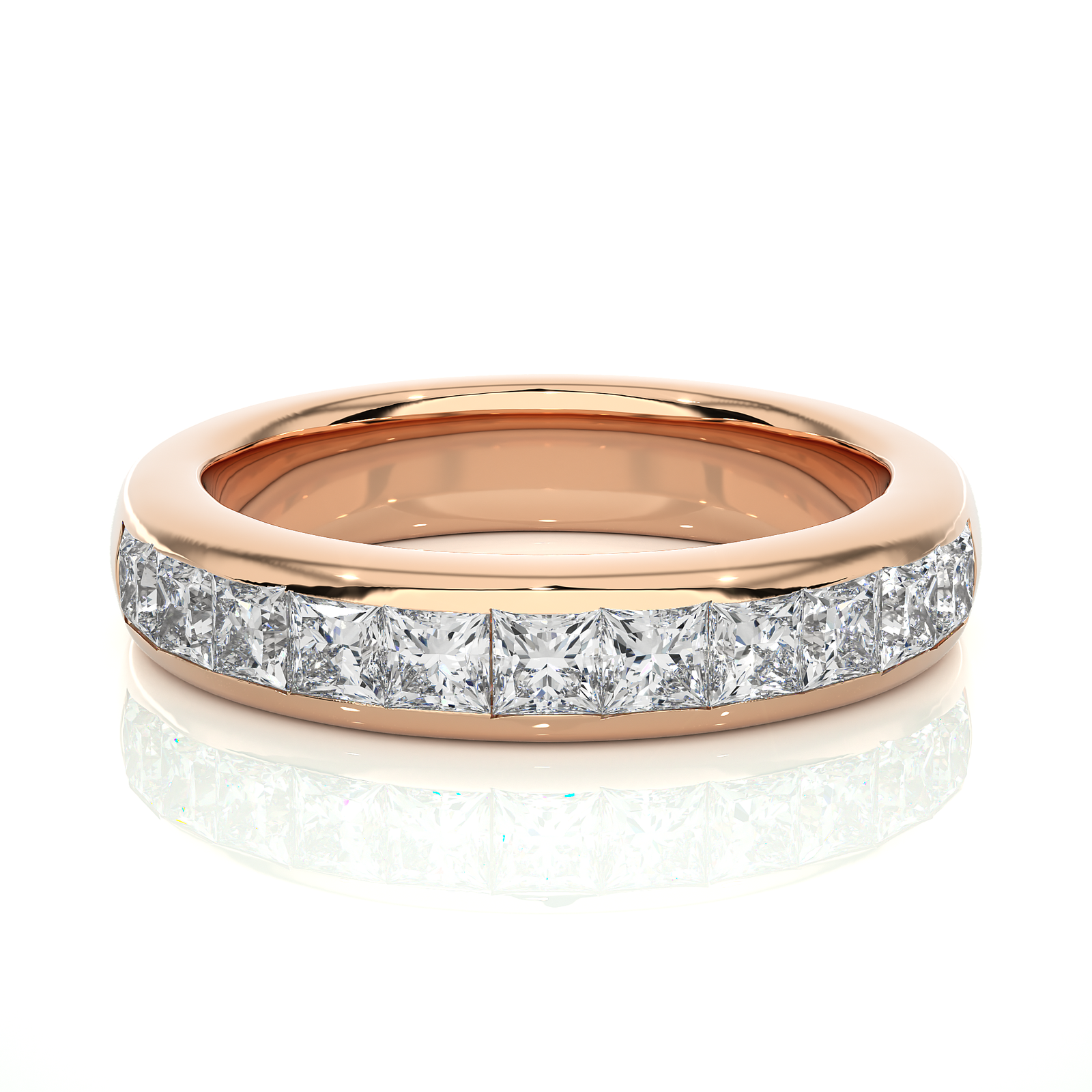 Channel Set Princess Cut Diamond Wedding Band