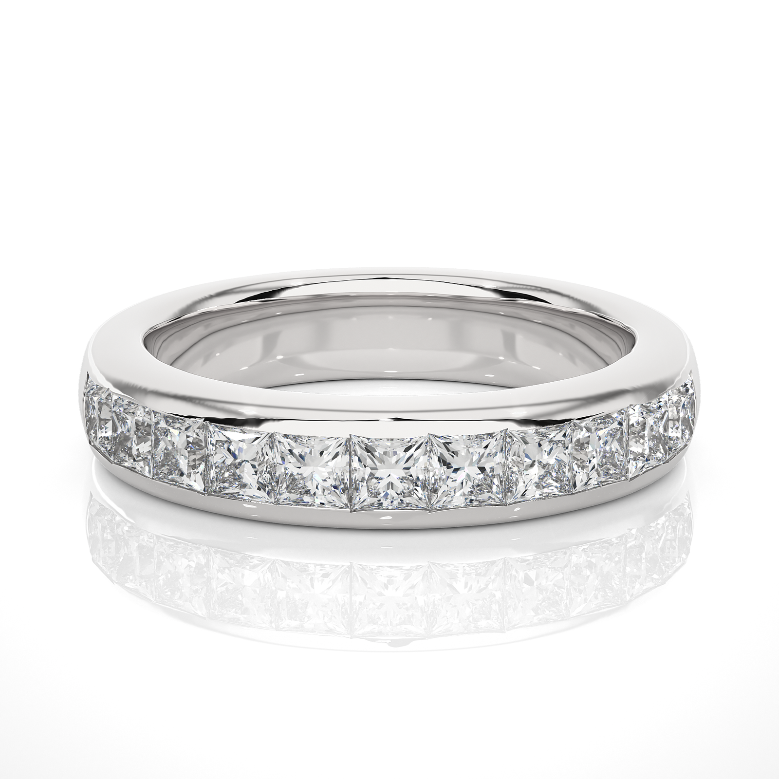 Channel Set Princess Cut Diamond Wedding Band