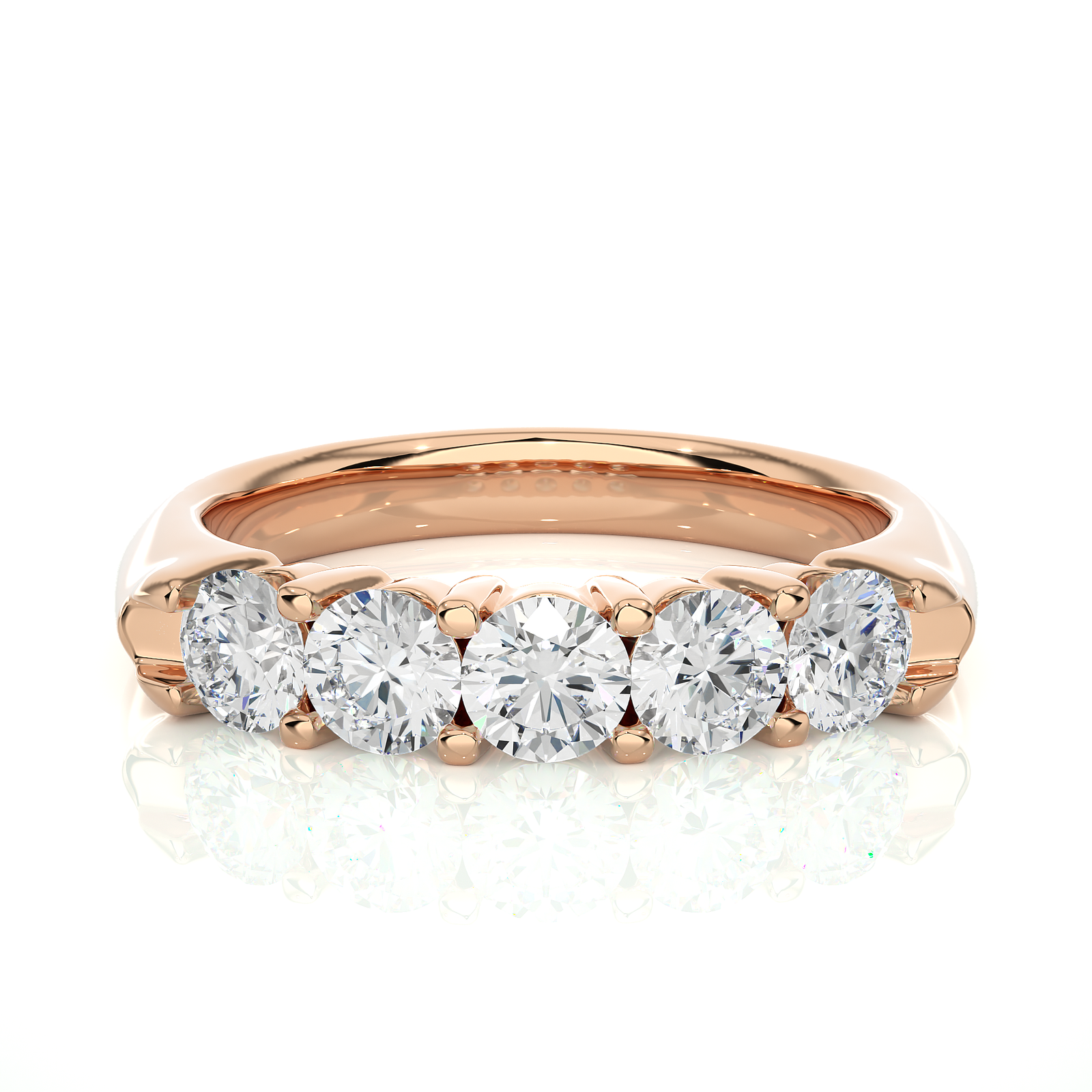 Five-Stone Round Diamond Wedding Ring 