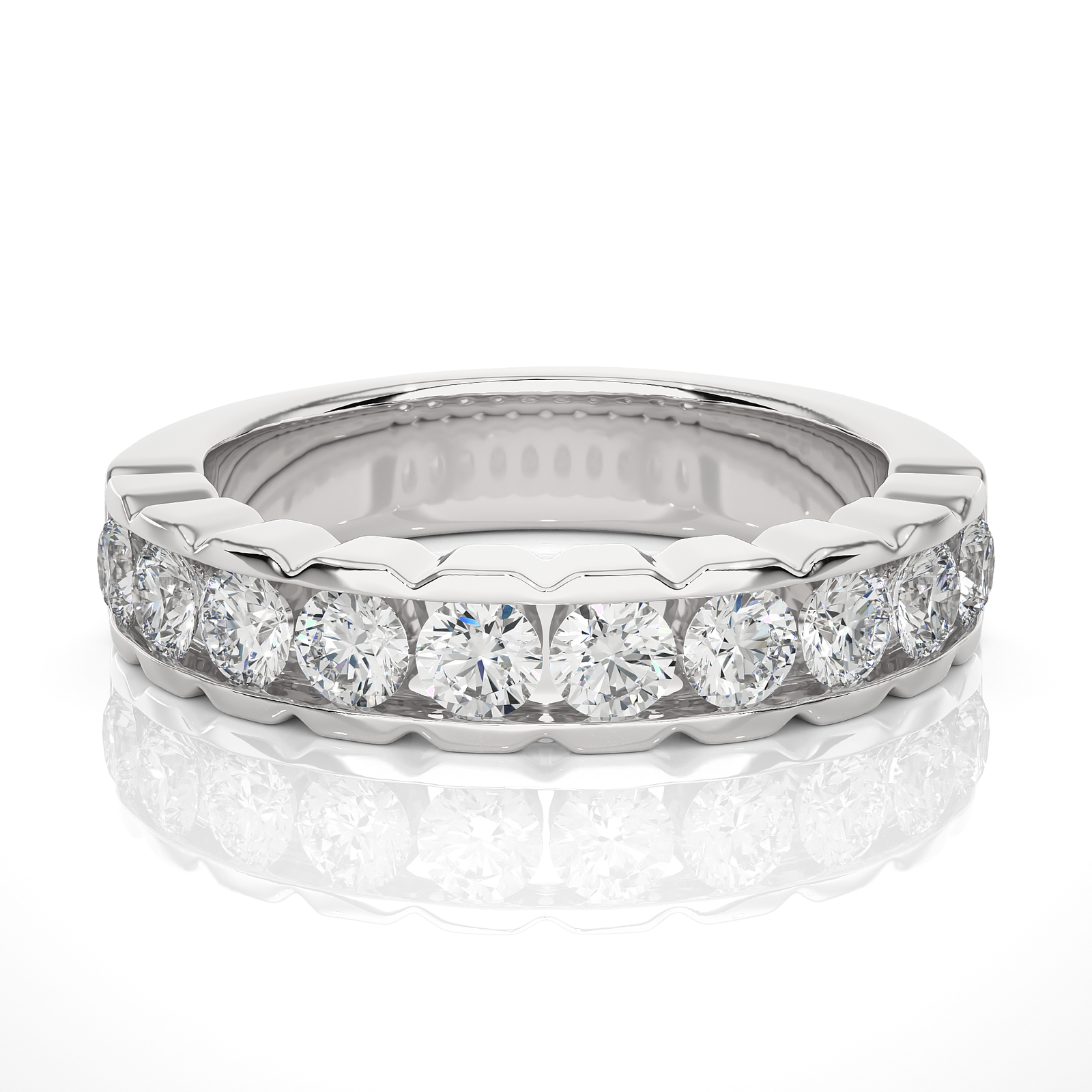 Bold Round Diamond Wedding Band