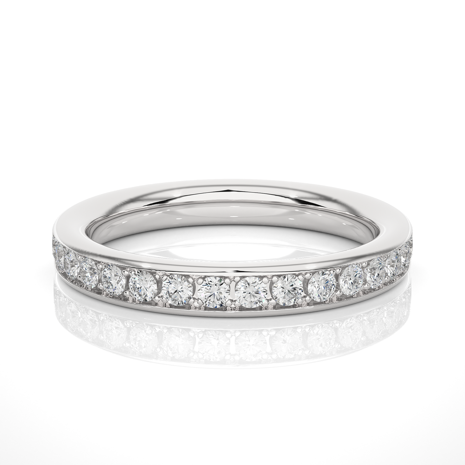 Channel-Set Round Diamond Wedding Band