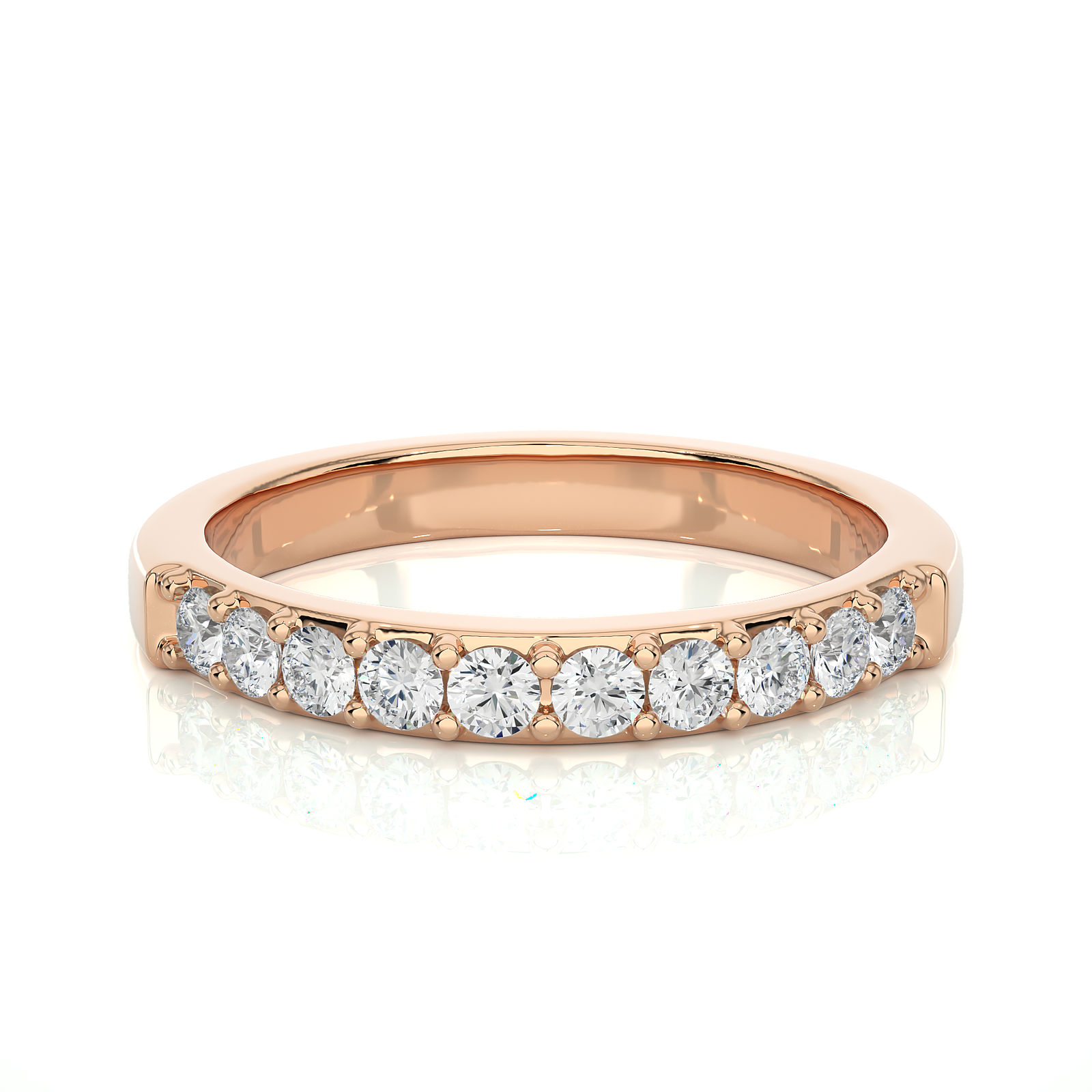 Prong Set Round Diamond Wedding Band