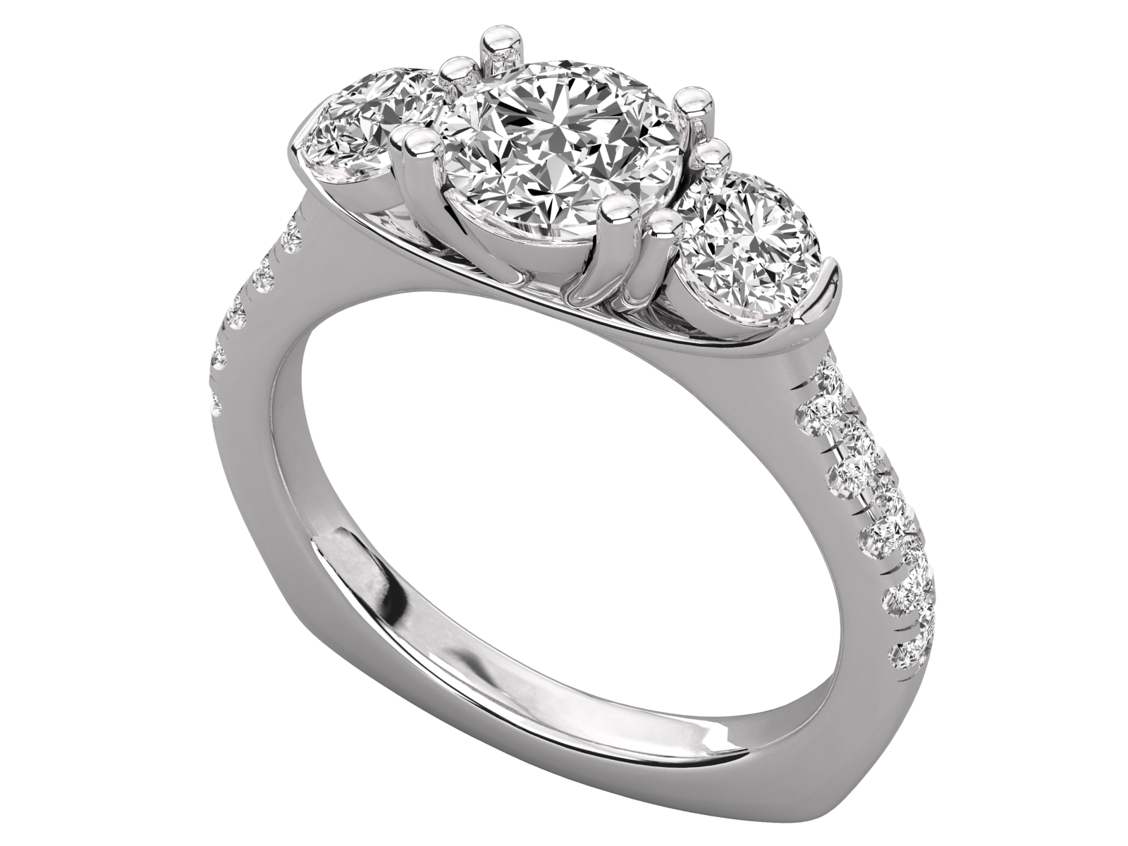  Three-Stone Diamond Engagement Ring 