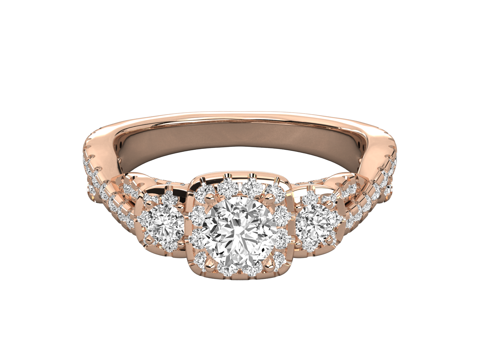Triple Halo Diamond Ring