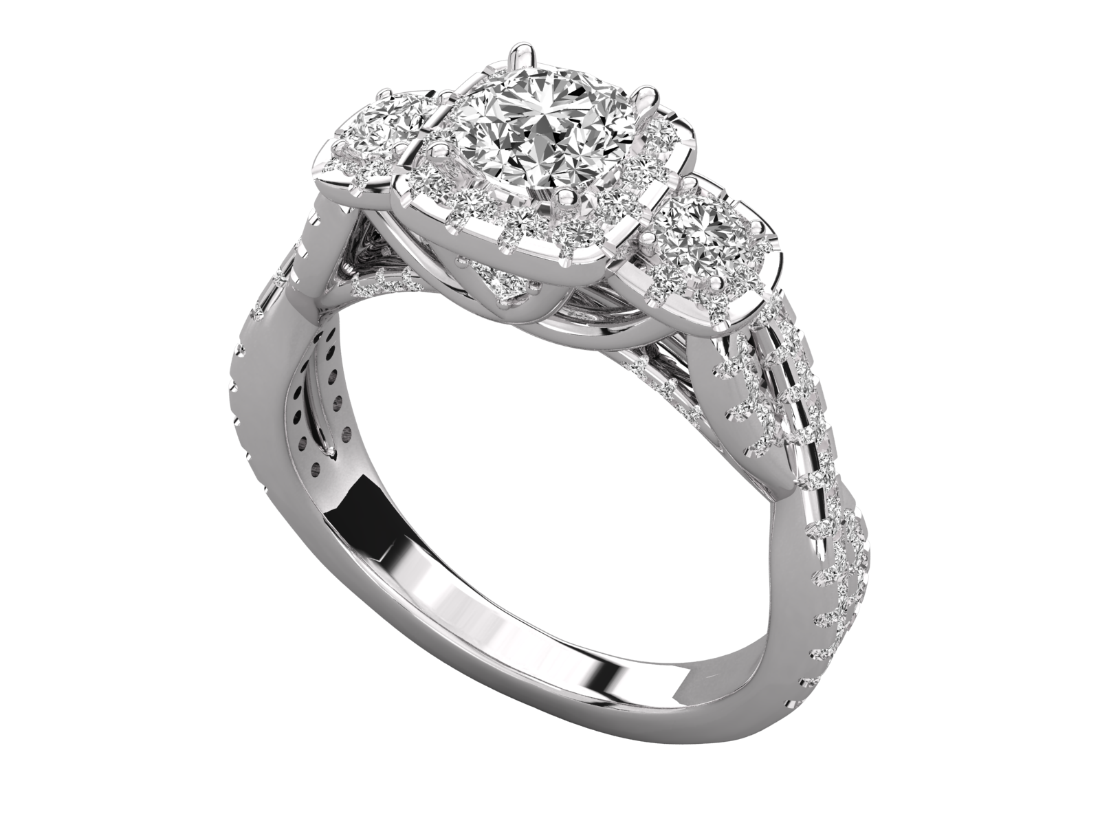 Triple Halo Diamond Ring