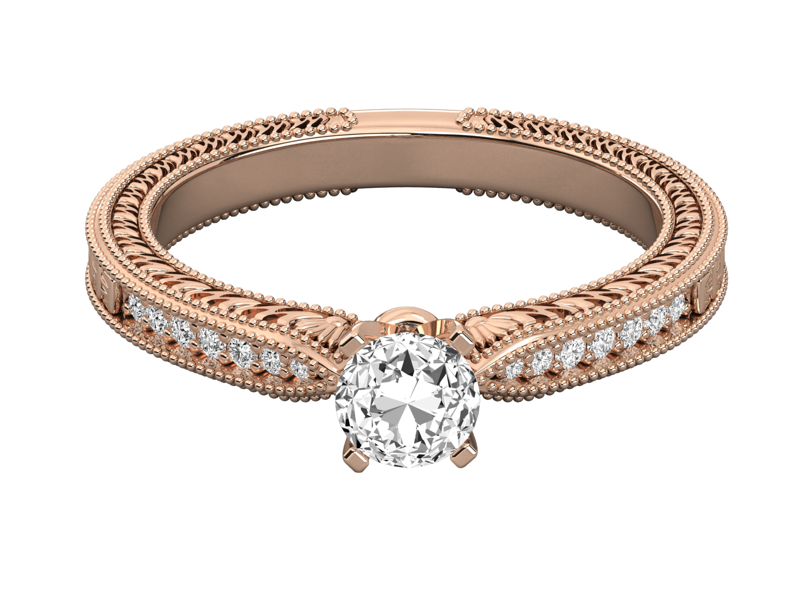 Vintage-Inspired Round Diamond Engagement Ring