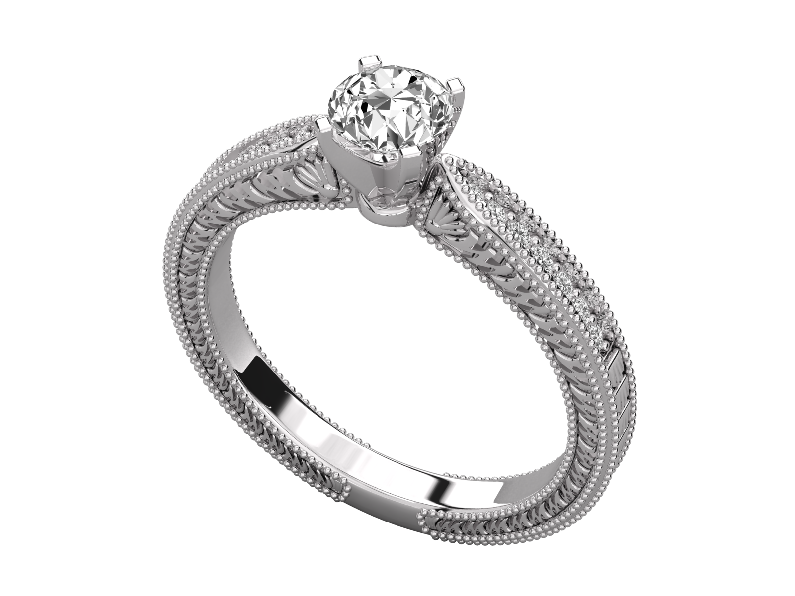 Vintage-Inspired Round Diamond Engagement Ring