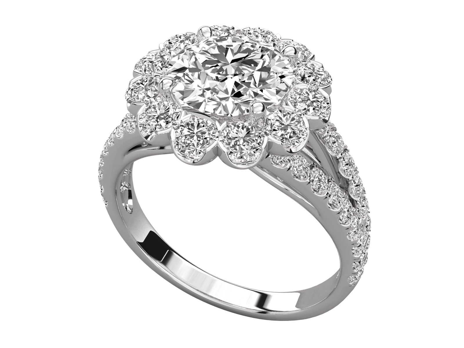 Floral Halo Engagement Ring