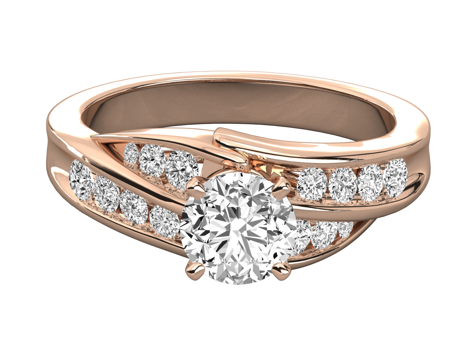Round Cut Split Shank Diamond Engagement Ring