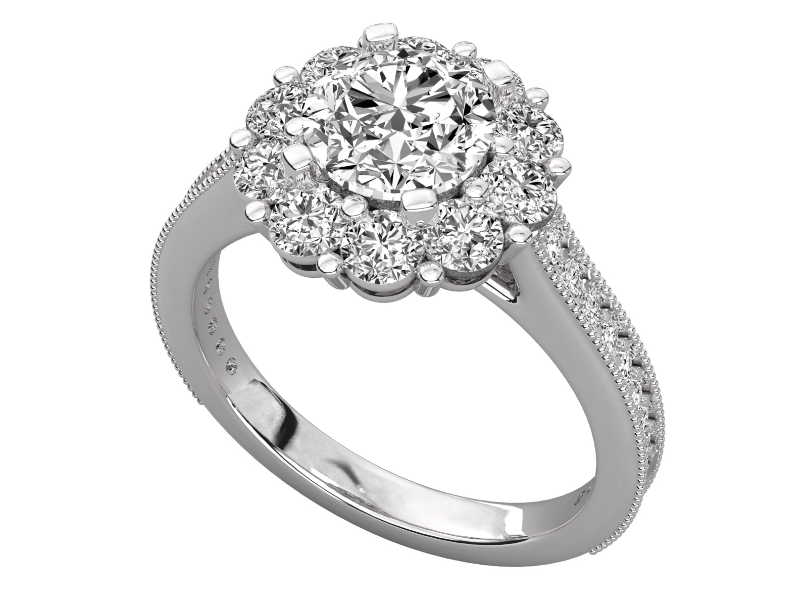 Flower Cluster Diamond Engagement Ring