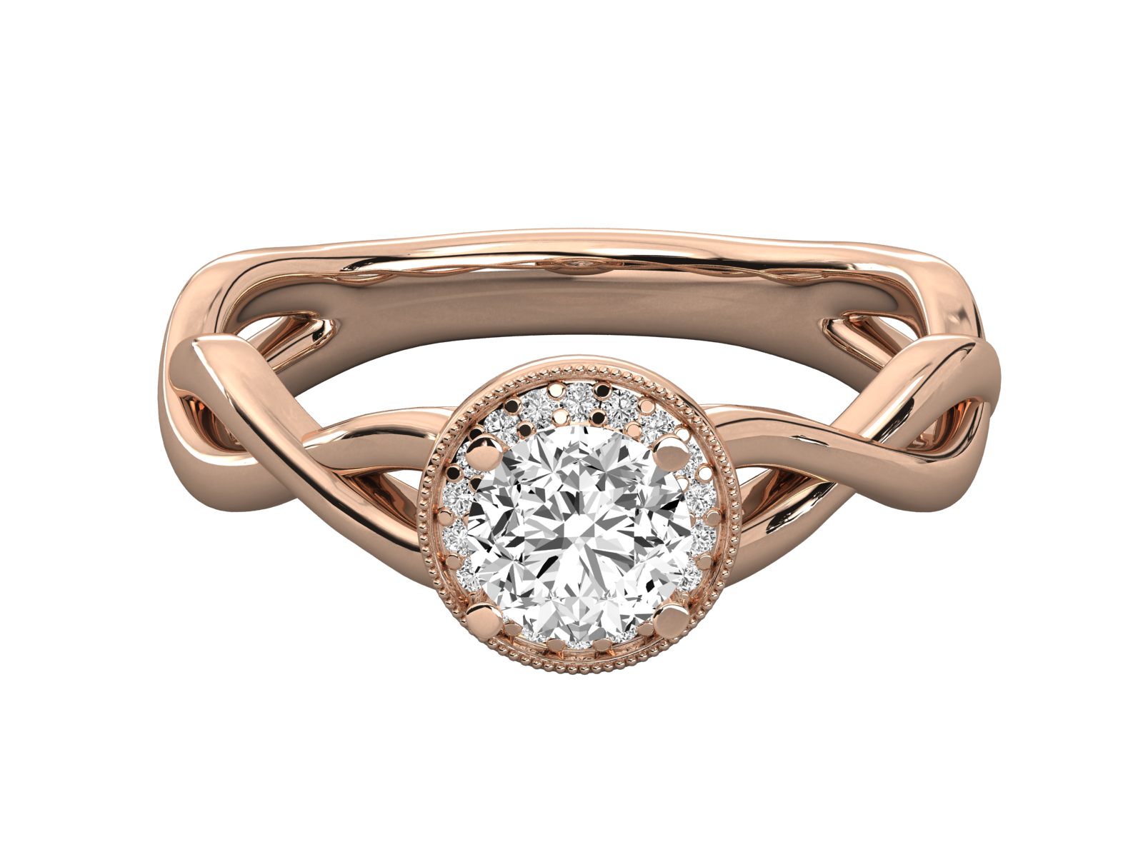 Twisted Halo Engagement Ring