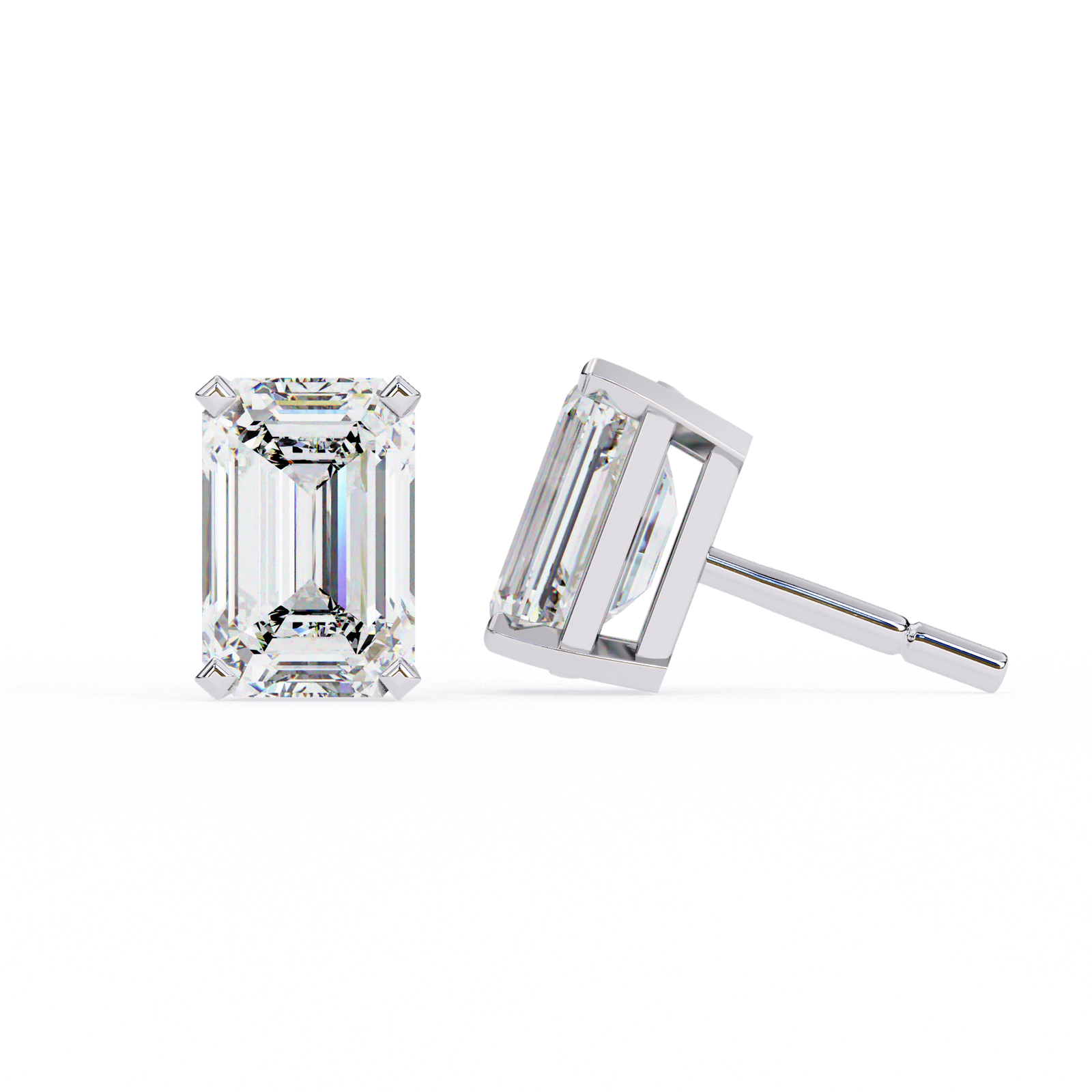 Emerald Cut Diamond Stud Earrings