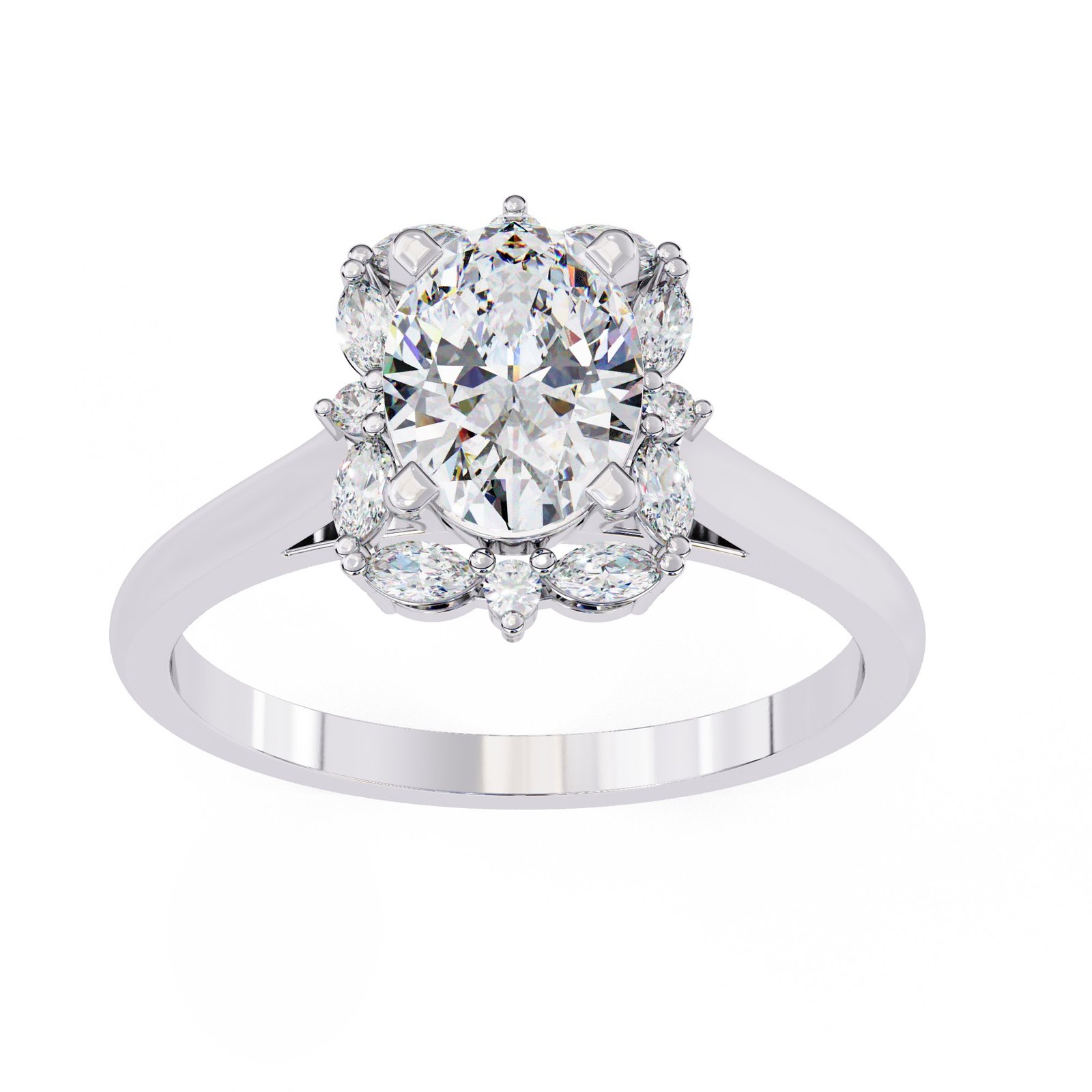 Oval Diamond Floral Cluster Ring