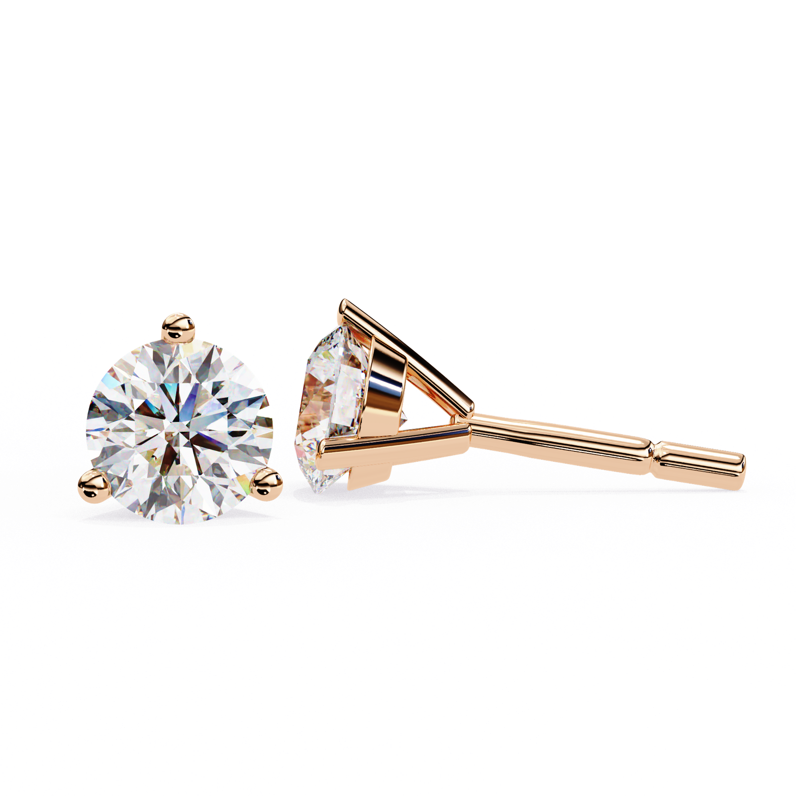 Classic Round Diamond Stud Earrings with Bezel Setting